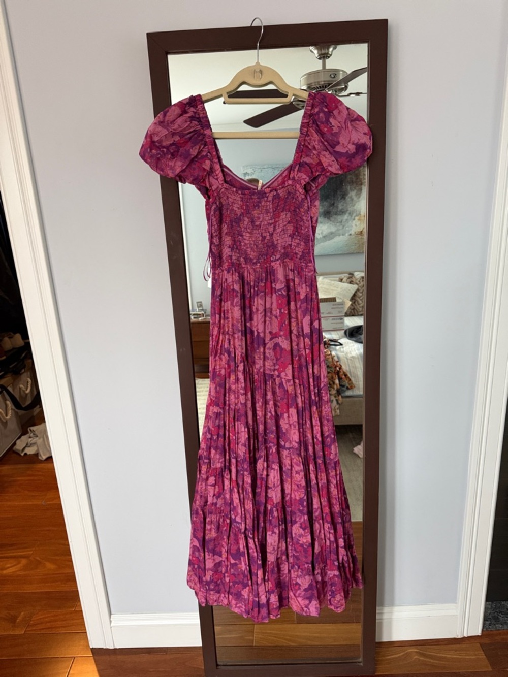 Free people puff sleeve fuchsia maxi dress - Picture 4 of 5